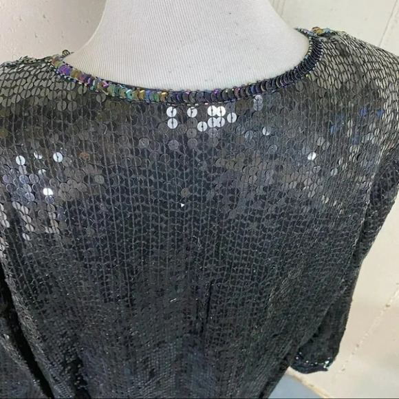 Vintage Style Design M Elegant black/multi full sequin silk jacket - Picture 9 of 11